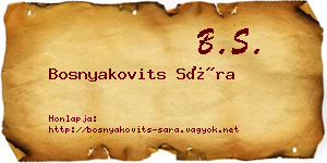 Bosnyakovits Sára névjegykártya